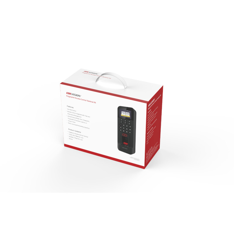 Kit de Control de Acceso TODO INCLUIDO con Lector de Huellas y Tarjetas / 3000 Huellas / Compatible con App HikConnect / Incluye Electroimán  Botón de Salida y Montajes Z y L para imán DSK1T804