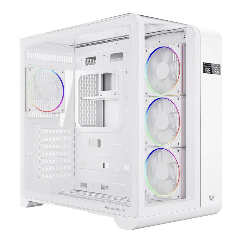 GABINETE GAMER BALAM RUSH TANK EXPERT CURVE 7400 / MEDIA TORRE / ATX - M-ATX - ITX / CRISTAL TEMPLADO / PANTALLA DE MONITOREO / SOPORTE PARA ENFRIAMIENTO / ILUMINACION ARGB / BLANCO / BR-941600 image 2