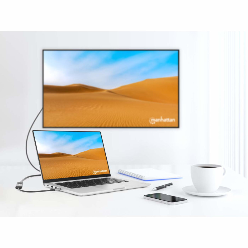 MANHATTAN 153706 - Adaptador USB-C a HDMI 4K@60Hz Convertidor USB 3.2 Tipo-C Macho a HDMI Hembra, Activo, Aluminio, Negro image 13