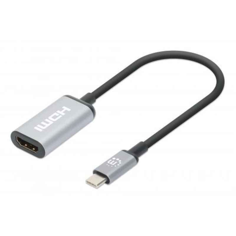 MANHATTAN 153706 - Adaptador USB-C a HDMI 4K@60Hz Convertidor USB 3.2 Tipo-C Macho a HDMI Hembra, Activo, Aluminio, Negro image 2