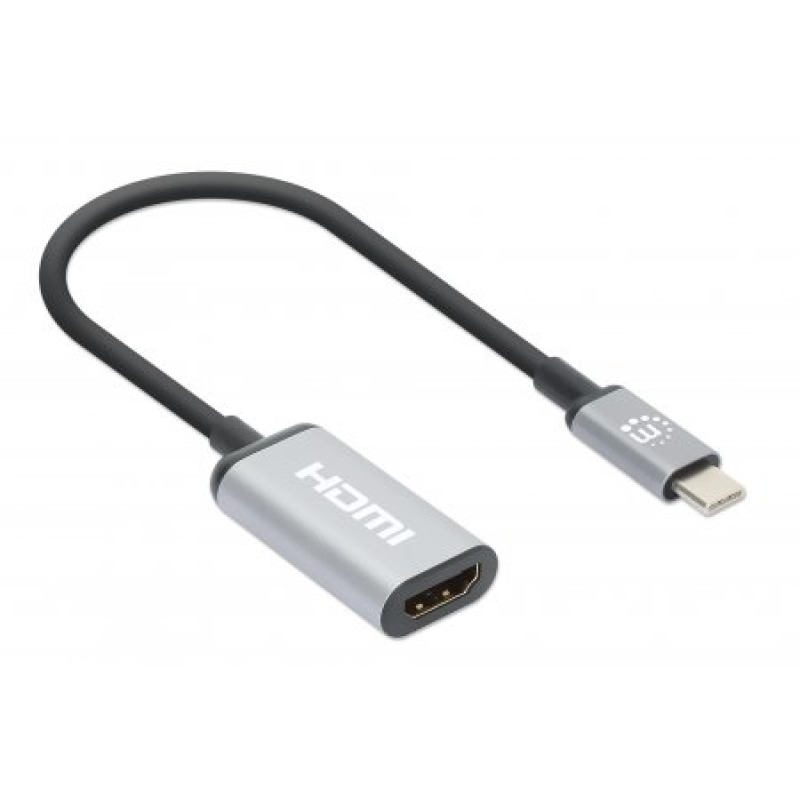 MANHATTAN 153706 - Adaptador USB-C a HDMI 4K@60Hz Convertidor USB 3.2 Tipo-C Macho a HDMI Hembra, Activo, Aluminio, Negro image 5
