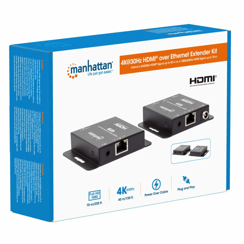 EXTENSOR VIDEO HDMI,MANHATTAN,168397, 70M-HD O 40M-4K VIA CAT 6 image 16