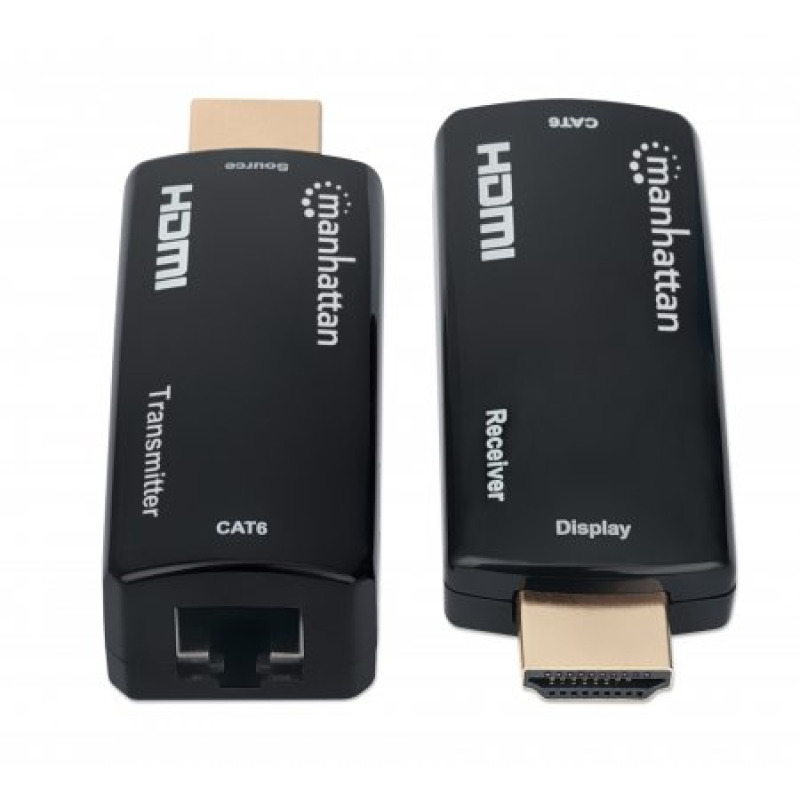 MANHATTAN 207539 - Kit Extensor compacto de HDMI sobre Ethernet 60m / Extiende las distancias de la señal de 1080p@60Hz hasta 60 m (196 pies) con un solo cable Ethernet Cat6, Transmisor y Receptor, Power over Cable, Diseño Ultra Delgado, Negro image 5
