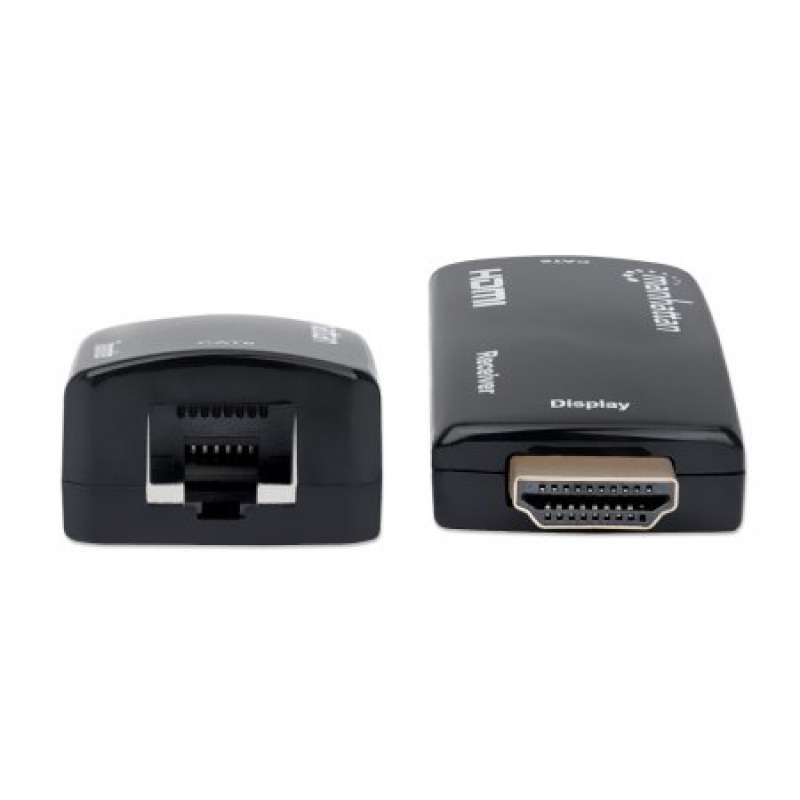 MANHATTAN 207539 - Kit Extensor compacto de HDMI sobre Ethernet 60m / Extiende las distancias de la señal de 1080p@60Hz hasta 60 m (196 pies) con un solo cable Ethernet Cat6, Transmisor y Receptor, Power over Cable, Diseño Ultra Delgado, Negro image 6