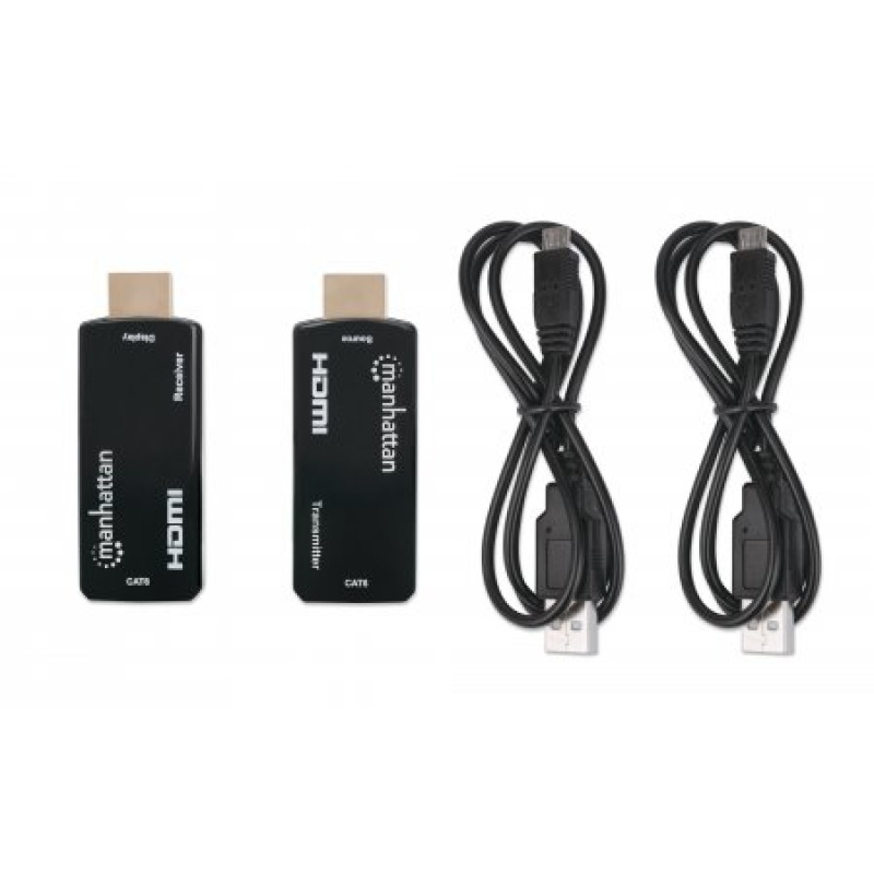 MANHATTAN 207539 - Kit Extensor compacto de HDMI sobre Ethernet 60m / Extiende las distancias de la señal de 1080p@60Hz hasta 60 m (196 pies) con un solo cable Ethernet Cat6, Transmisor y Receptor, Power over Cable, Diseño Ultra Delgado, Negro image 7