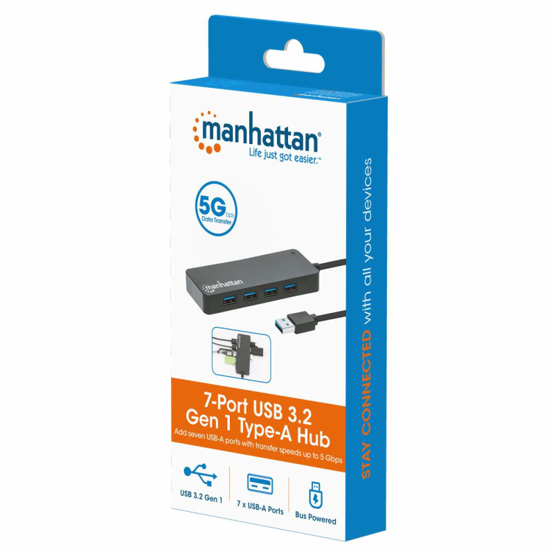 HUB USB,MANHATTAN,168403, V3.2  7 PTOS A SIN FUENTE, 5GBPS image 9