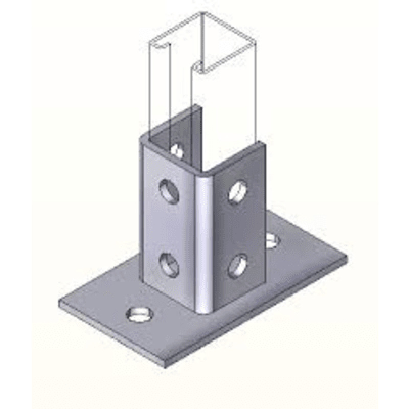 Base Cuadrada con 4 Perforaciones para Perfil Sencillo