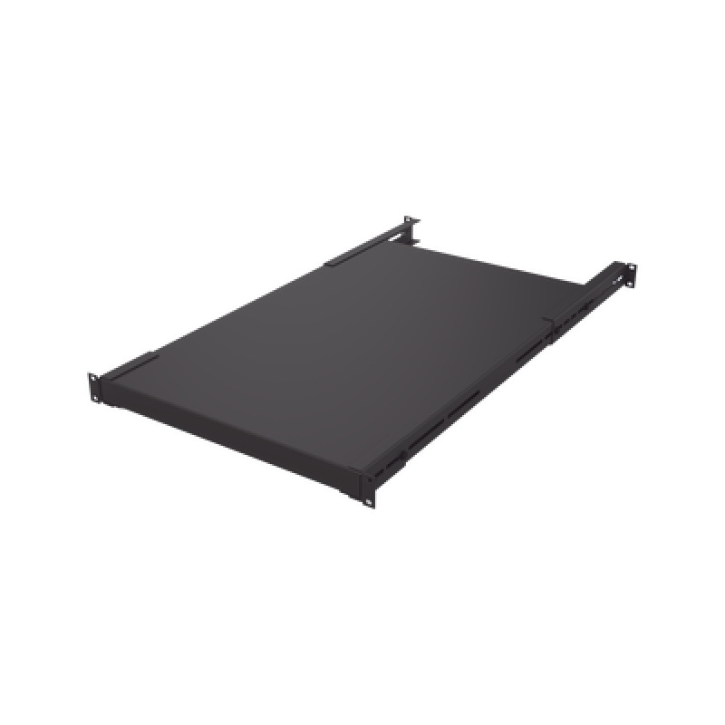 Charola Rackeable de profundidad ajustable para Soportar Equipos en Rack de 19 in Doble Fijación Color Negro 3U