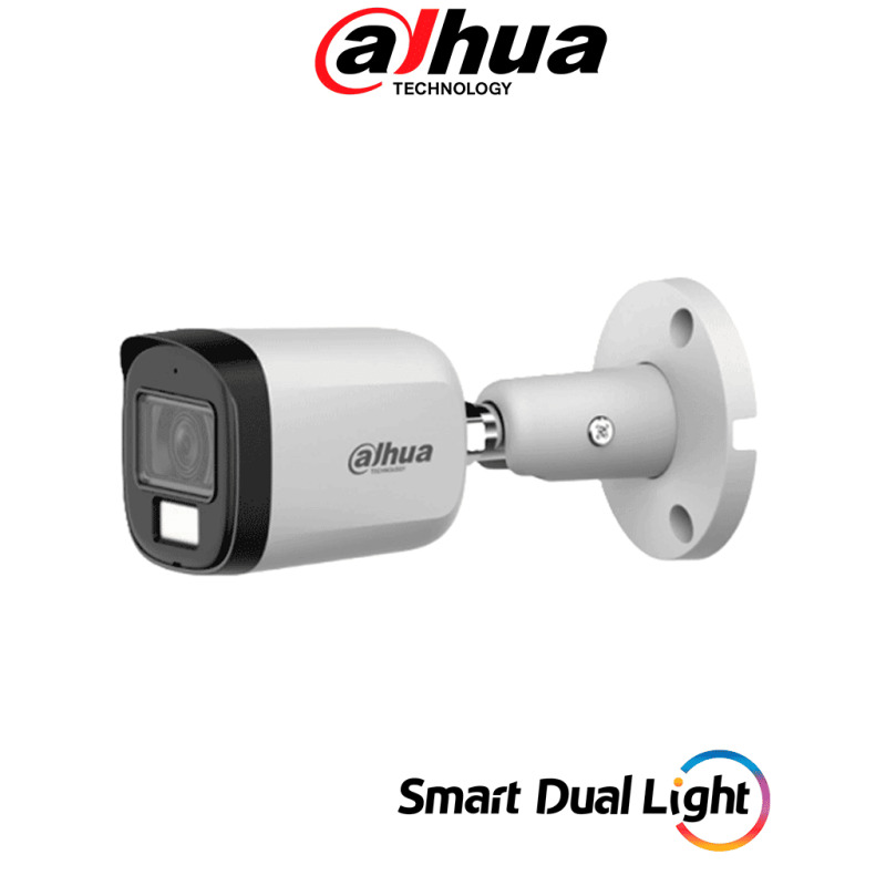 DAHUA DH-HAC-B2A51N-U-IL-A- Cámara Bullet 5 Megapixeles/ Lente 2.8 mm Apertura Hasta 106°/ Iluminación Dual Inteligente/ Iluminación Hasta 30Mts IR + 20Mts Luz Calida/ Micrófono Incorporado/ Metal/ Para Exterior IP67