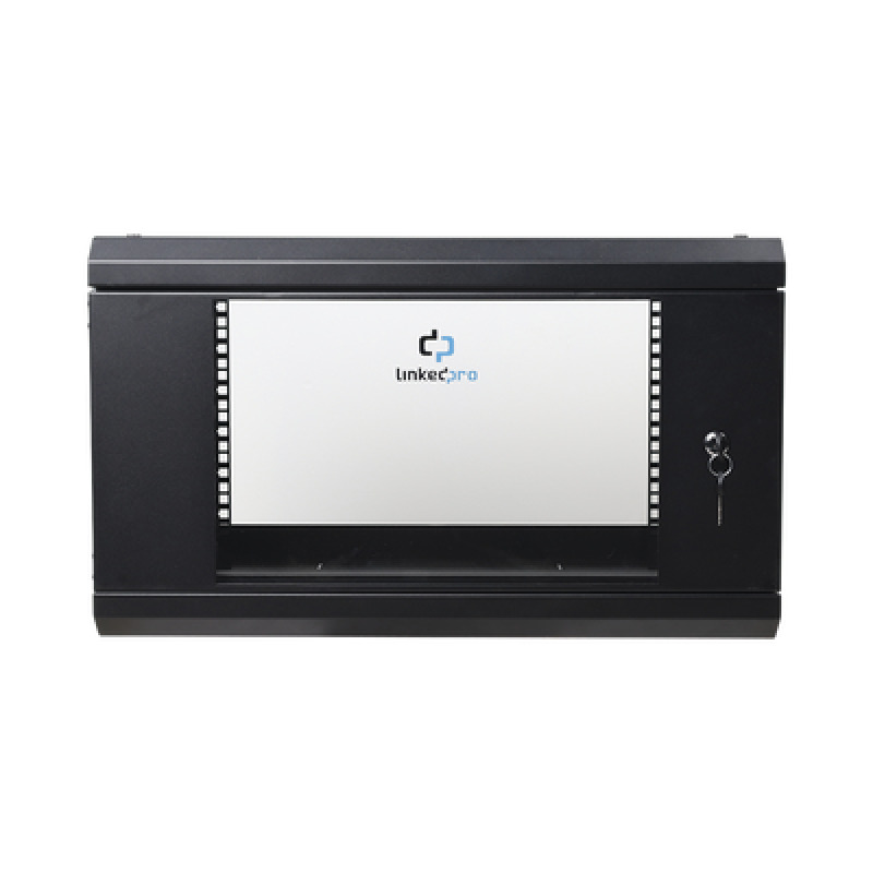 Gabinete de Pared de 6U con Puerta de Cristal Templado 455 mm de Profundidad Total Rack de 19 Acero Reforzado Color Negro