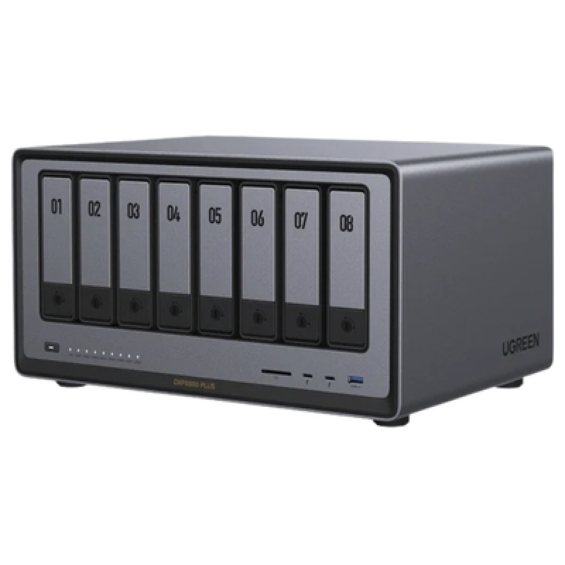 NASync DXP8800 Plus | SO UGOS Pro |  Intel X86 12th Gen Intel Core i5 | SSD 128 GB | 8Bahias SATA | 8GB DDR5 Exp a 32GB | 2 M2 SSD | 4 Puertos Thunderbolt4 | WiFi | 1USB32 Gen2 10Gb/s | HDMI 8k