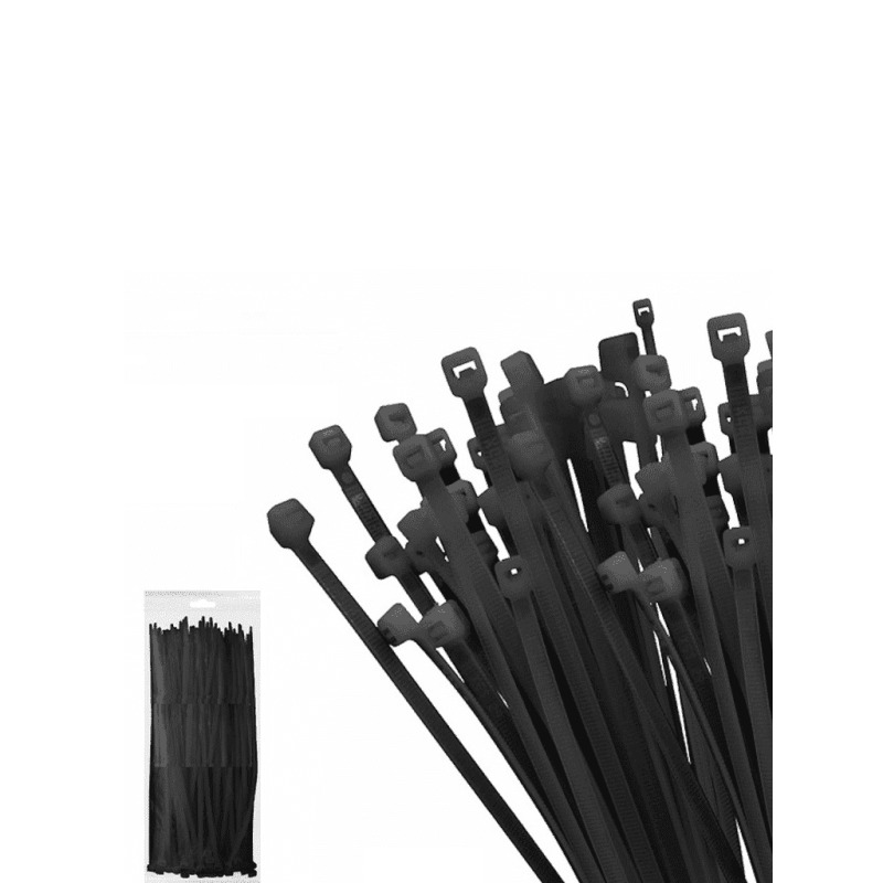 TCE LMG-SZS4X200N - Cincho de Nylon Color Negro, Bolsa con 100 piezas, Medida 3.6mm Ancho X 200mm Largo, Certificación UL 94V-2