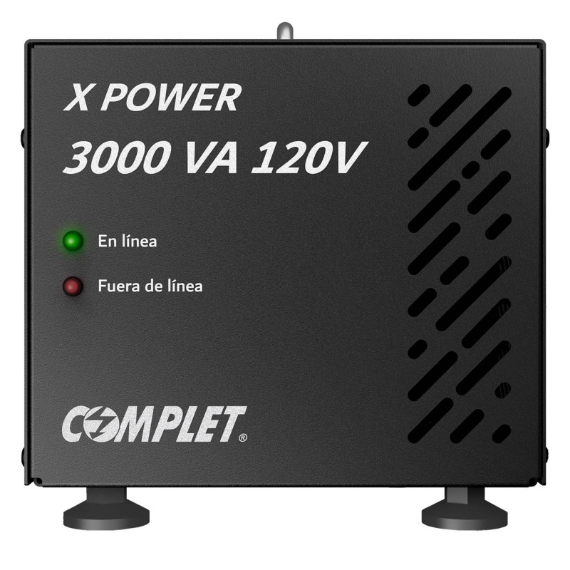 Regulador electrónico de voltaje COMPLET X-POWER ERV-10-006 3000VA potencia 3000W voltaje 120V 2x NEMA 5-15R y banco de terminales