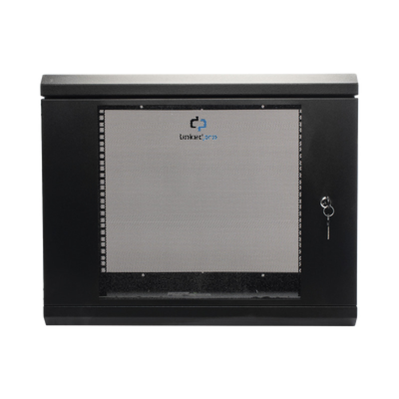 Gabinete de Pared de 9U con Puerta de Cristal Templado 455 mm de Profundidad Rack de 19 Acero Reforzado Color Negro