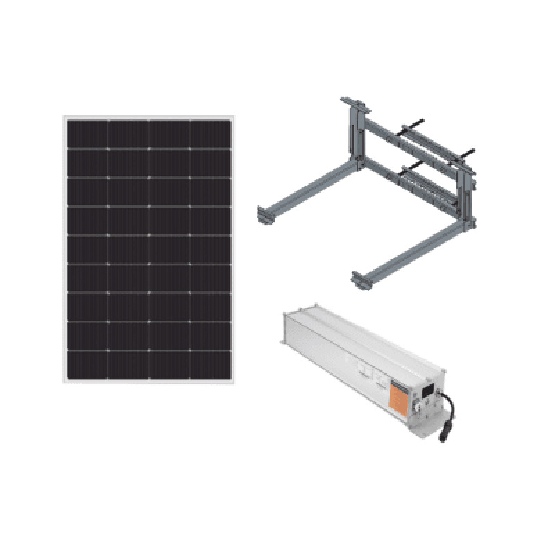 Kit con Modulo Solar de 180w  Batería de Litio 1280Wh y Montaje para Poste