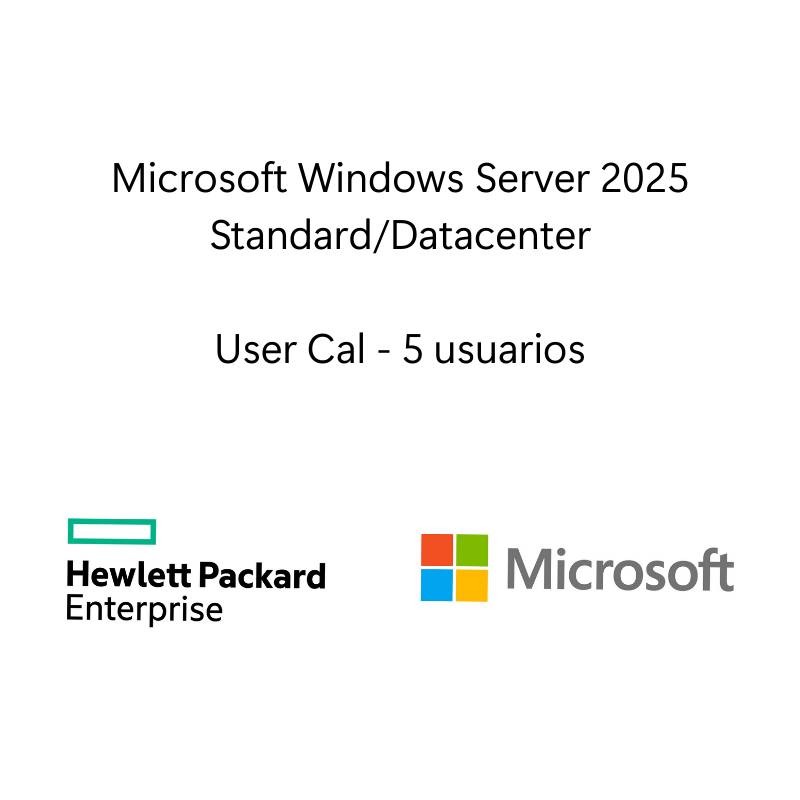 HPE LTU DE MICROSOFT WINDOWS SERVER 2025 5 USUARIOS CAL WW