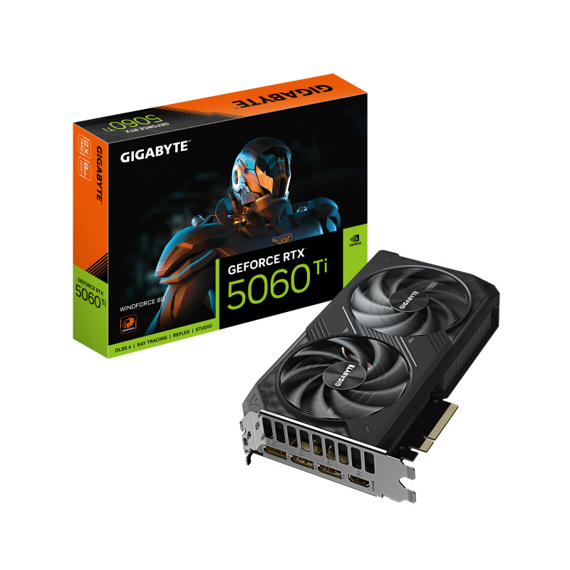 TARJETA DE VIDEO GIGABYTE (GV-N506TWF2-8GD) RTX 5060TI,8GB GDDR7,PCIE 5.0,HDMI,3*DP,2 FAN
