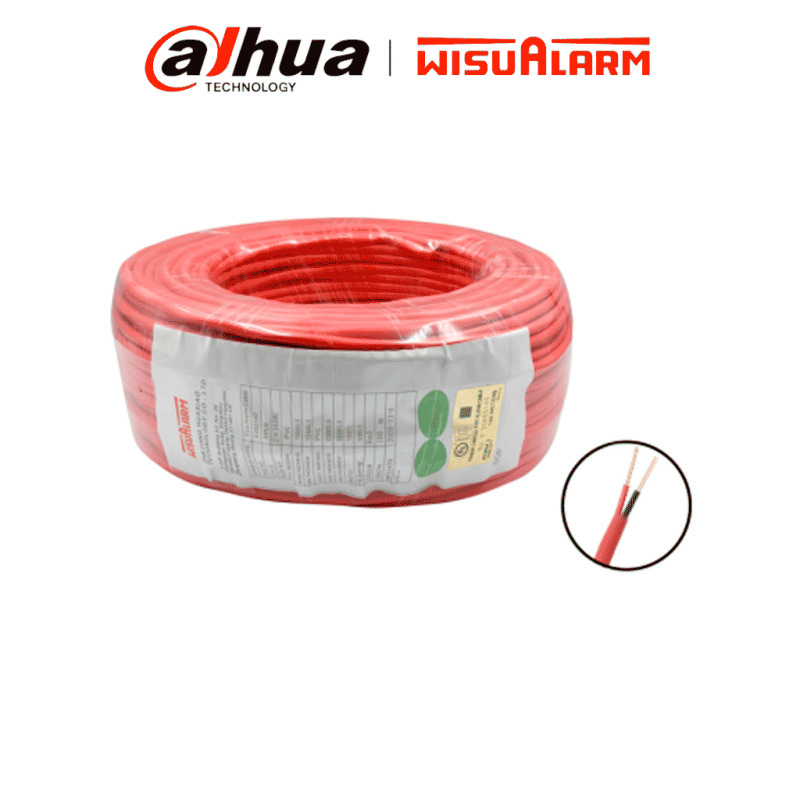 DAHUA 2X16AWG-U- Bobina de 305 metros de cable sin blindaje para alarma de Incendio, Listado por UL, Revestimiento de PVC UL105 °C de alta resistencia al fuego, Fabricado con aislamiento de cloruro de polivinilo UL105 °C altamente ignífugo