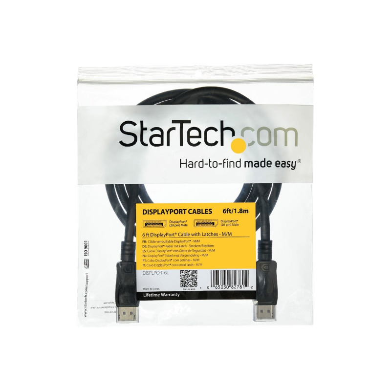 CABLE DE 1.8M CERTIFICADO DISPLAYPORT 1.2 4K CON CIERRE DE SEGURIDAD - 2X MACHO DP - STARTECH.COM MOD. DISPLPORT6L image 4