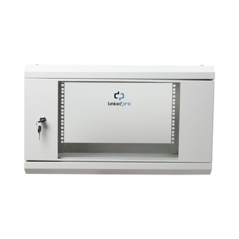 Gabinete de Pared de 6U con Puerta de Cristal Templado 455 mm de Profundidad Total Rack de 19 Acero Reforzado Color Gris Mate