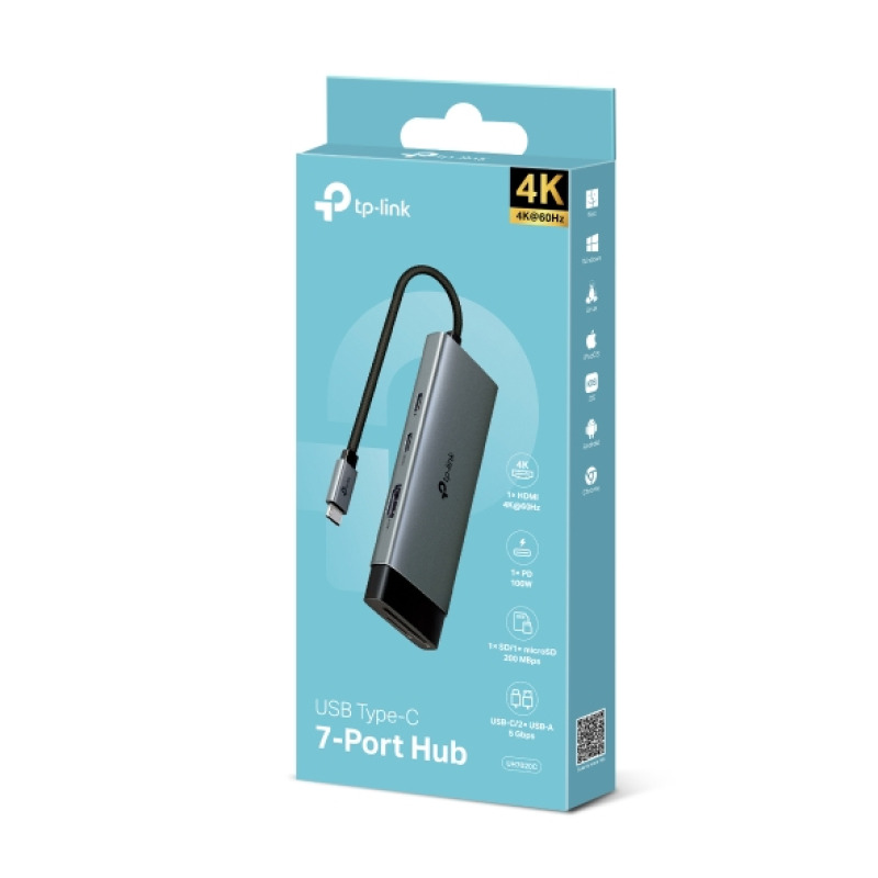 ADAPTADOR HUB | TP LINK | UH7020C | USB-C 7 EN 1 CON PUERTO HDMI 4K@60HZ, RANURAS PARA SD Y MICROSD Y CARGA RÁPIDA image 5