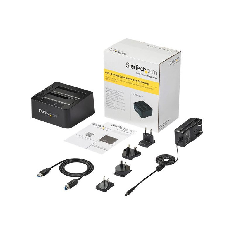 DOCKING STATION DE 2 BAHIAS - SARTECH.COM - USB 3.1 A SATA - USB 3.1 (10 GBPS) - SATA I/II/III DE 2.5/3.5 - BASE DE ACOPLAMIENTO SSD/HDD - DE INTERCAMBIO EN CALIENTE - CARGA SUPERIOR