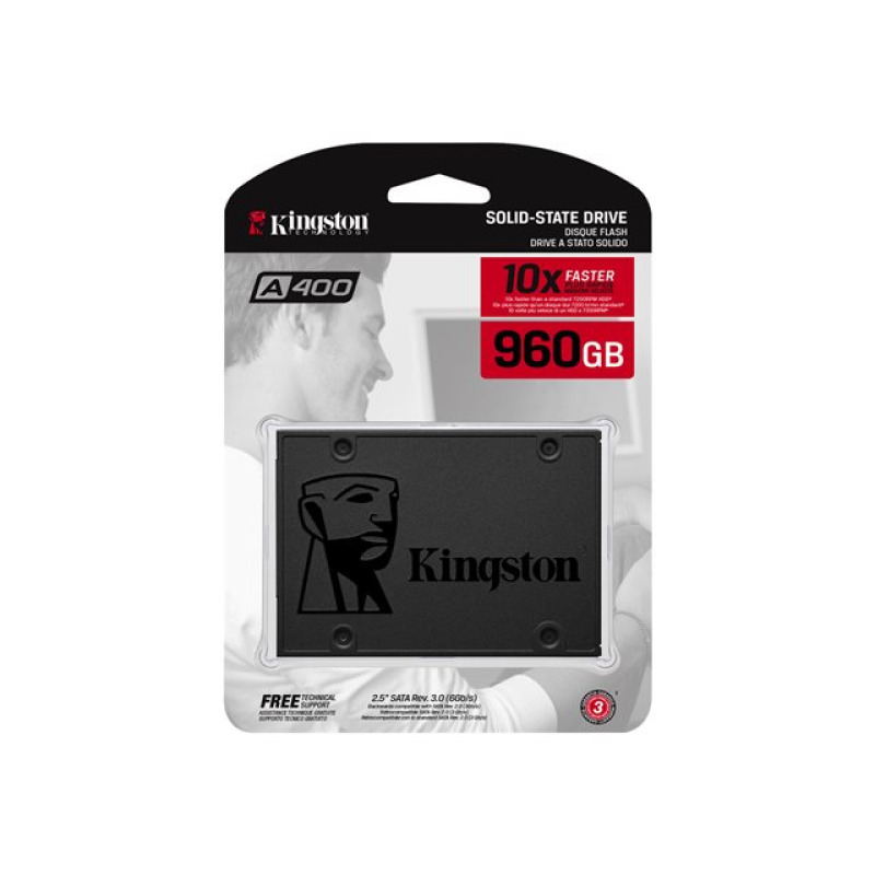 UNIDAD DE ESTADO SOLIDO KINGSTON INTERNO A400 960GB 2.5 SATA3 7MM LECT.500/ESCRIT.450MB/S PC/LAPTOP(SA400S37/960G)