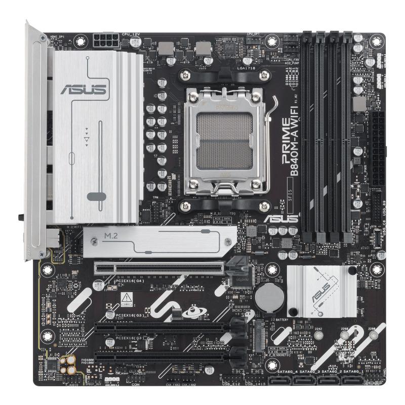 MOTHERBOARD ASUS (PRIME B840M-A WIFI) SOCKET AM5,4*DDR5,HDMI,2*DP,PCIE-4.0,WIFI6E, MICRO ATX image 4