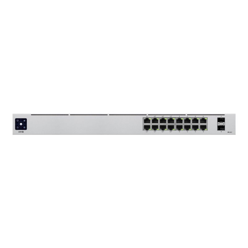 UniFi Switch USW16POE Gen2 Capa 2 de 16 puertos 8 puertos PoE 8023af/at  8 puertos Gigabit  2 puertos 1G SFP 42W pantalla informativa image 2