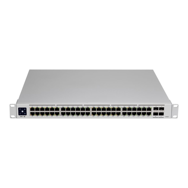 UniFi Switch USWPro48POE Gen2 Capa 3 de 48 puertos PoE 8023at/bt  4 puertos 1/10G SFP 600W pantalla informativa image 2