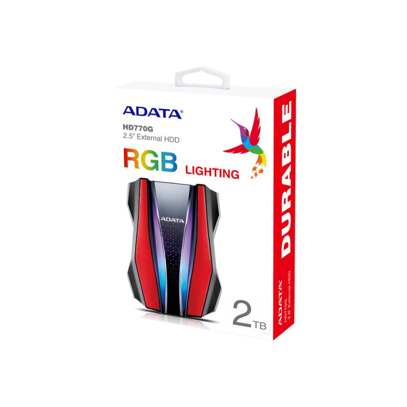HD EXT 2 TB ADATA 2.5 USB 3.2 ROJO RGB TEXTURA PLASTICO Y SILICONA ANTIGOLPES image 4