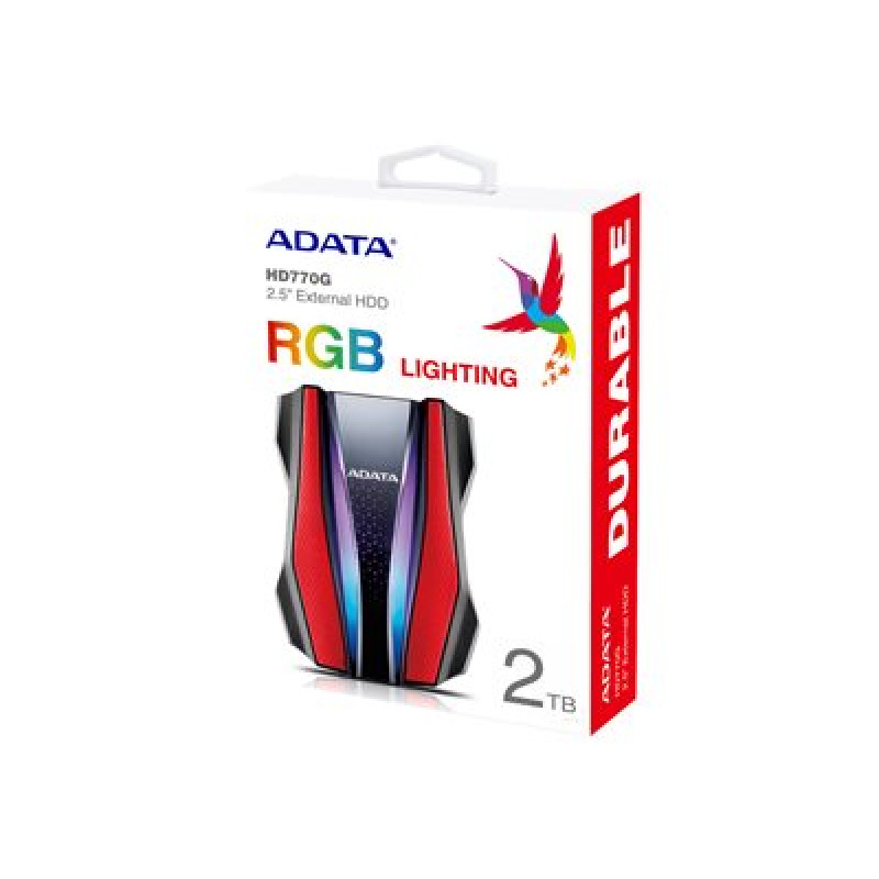 HD EXT 2 TB ADATA 2.5 USB 3.2 ROJO RGB TEXTURA PLASTICO Y SILICONA ANTIGOLPES image 12