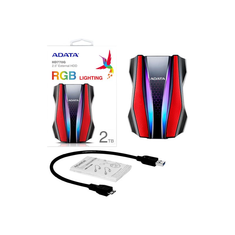 HD EXT 2 TB ADATA 2.5 USB 3.2 ROJO RGB TEXTURA PLASTICO Y SILICONA ANTIGOLPES image 15