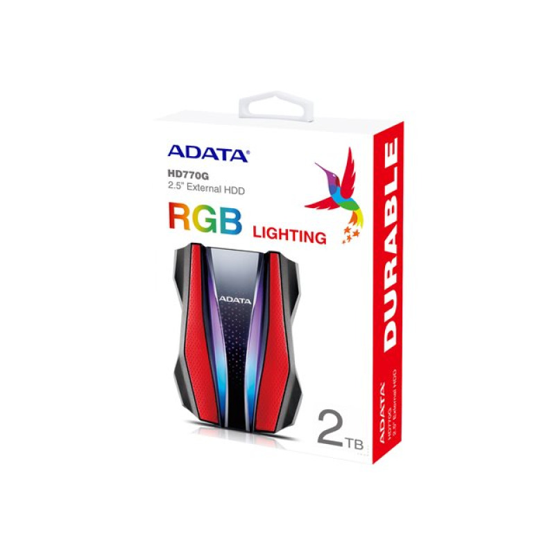 HD EXT 2 TB ADATA 2.5 USB 3.2 ROJO RGB TEXTURA PLASTICO Y SILICONA ANTIGOLPES image 18
