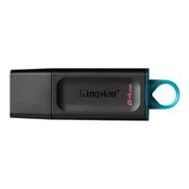 MEMORIA FLASH USB KINGSTON DATA TRAVELER EXODIA 64GB GEN 1 3.2 TIPO A NEGRO C/ANILLO AZUL OCEAN (DTX/64GB)