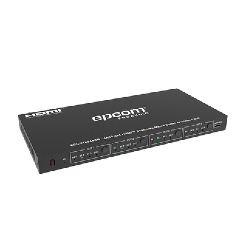 Matriz de Video HDMI 4x4 | Ancho de Banda 102 Gbps | Resolución 4K30Hz | Escalado a 1080P 720P 1920x1200 4K30 | Modos Matriz y Video Wall | Control RS232 y Remoto Infrared