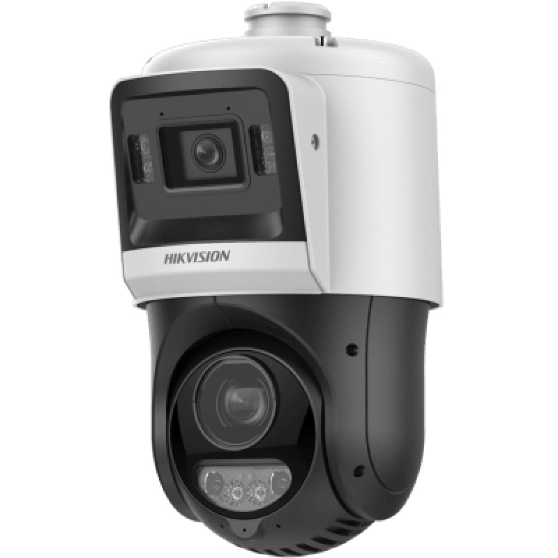 TandemVu Domo PTZ IP 4 Megapixel con Cámara Fija 4 Megapixel / 25X Zoom / 100 mts IR  30 mts Luz Blanca / IP67 / ACUSENSE / PoE / 2 Micrófonos Integrados y Bocina / Alerta Audible y Luz Estroboscopica / Alarmas I/O / DARKFIGHTER / Micro 