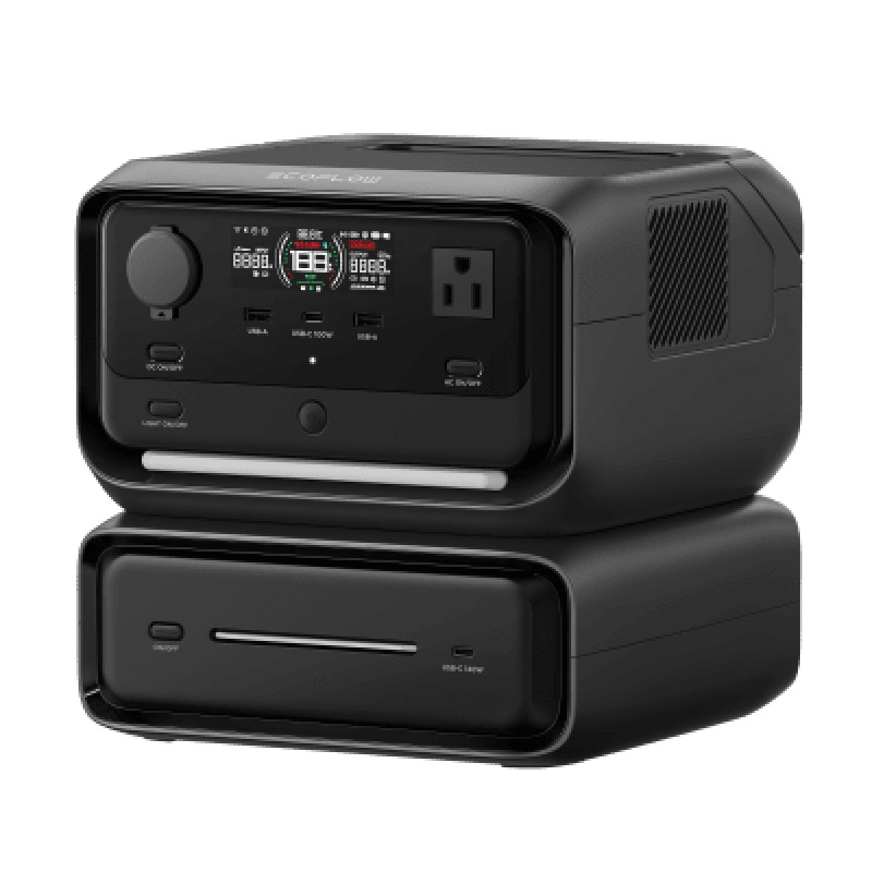 EcoFlow River 3 Plus | Estación de Energía Portátil 572Wh Litio LFP / 4 AC 800W Max 1600W / 1 USBC 100W / 3 USB A 12W / Cargador de Coche 10A 126W Max / Conectividad WiFi y Bluetooth App / Carga Solar 220W Max