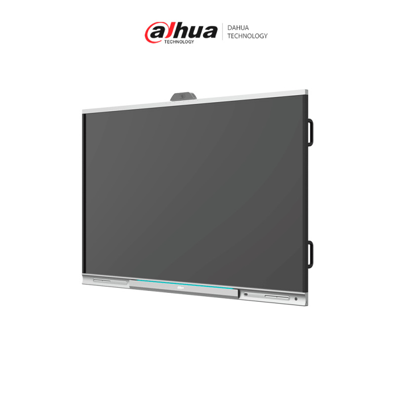 DAHUA DHI-LPH75-MC470-P-S2 - Pantalla Interactiva ofrece resolución 4K UHD, tamaño de 75", touch screen, sistema Android, cámara de 48MP, brillo de 350 cd/m², micrófono y altavoces integrados en un resistente case metálico.