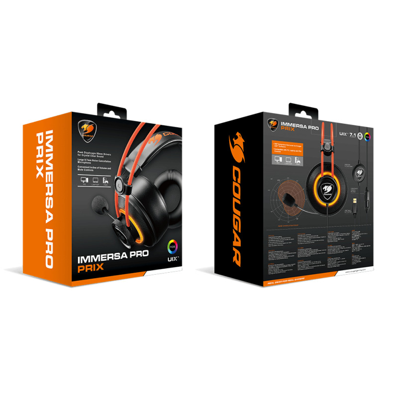 DIADEMA COUGAR IMMERSA PRO PRIX, NEGRO/NARANJA image 20