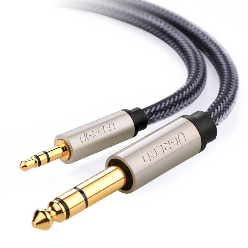 Cable Audio Estéreo 35mm 1/8 TRS a 635mm 1/4 TS / 1 Metro / Audio de HiFi / Trenza de Nylon / Blindaje Múltiple / Caja de Aleación Zinc / Núcleo de Cobre Puro / Compatibilidad Universal