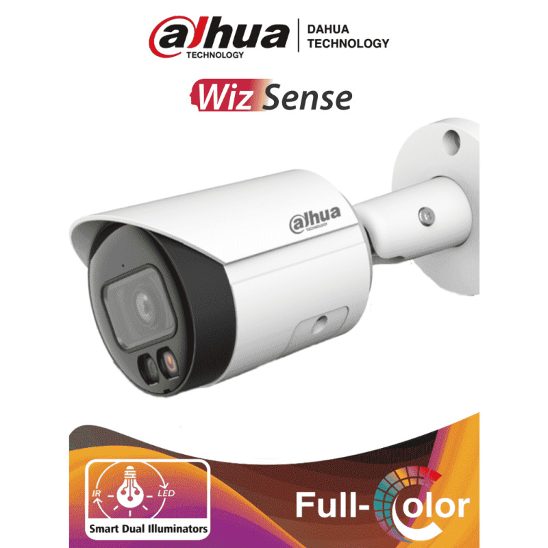DAHUA IPC-HFW2249S-S-IL - Camara Bullet IP 2 Megapixeles/ Iluminador Dual Inteligente+Full Color/ WizSense/ Lente de 2.8mm/ 107 Grados/ Microfono Integrado/ 30 Mts de IR y Luz Visible/ Metalica/ Ranura MicroSD/ WDR 120dB/ SMD Plus/ PoE/ #LoNuevo