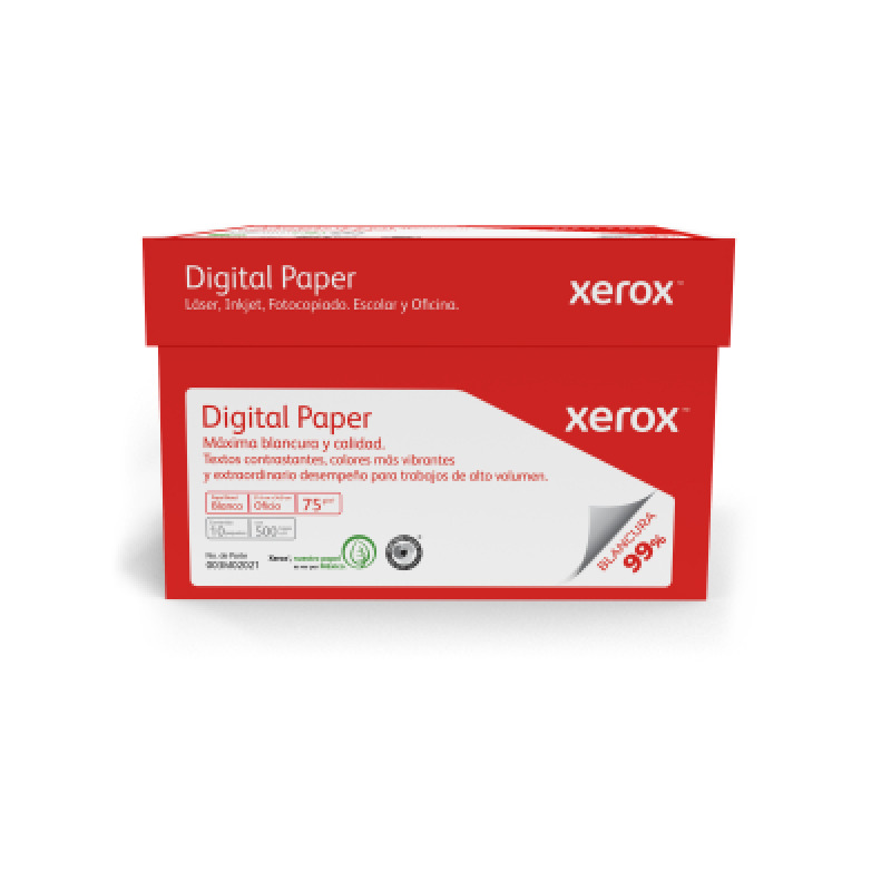 PAPEL BOND XEROX ROJO OFICIO 75GRS 99% BLANCURA 5 MILLARES