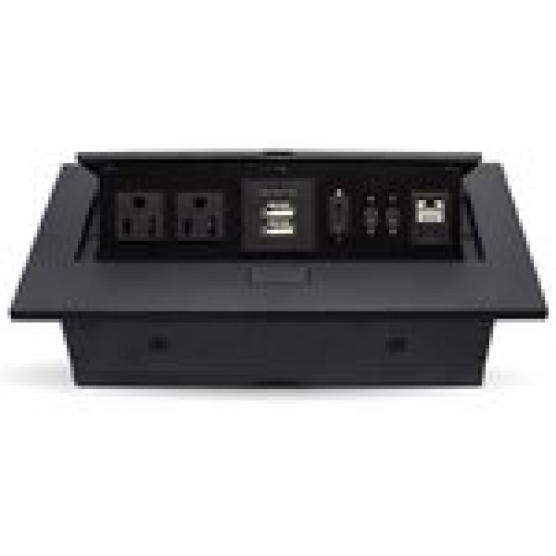 CAJA PARA MESA: USB-TIPO C, HDMI, USB, RJ45 CAT6, CORRIENTE. NEGRO