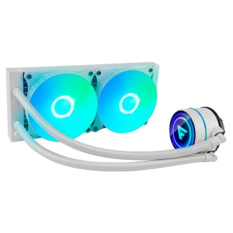 ENFRIAMIENTO LÍQUIDO GAME FACTOR LQG600, 240mm, RGB, TDP 250W, 2 fan 120mm 70 CFM, NEGRO