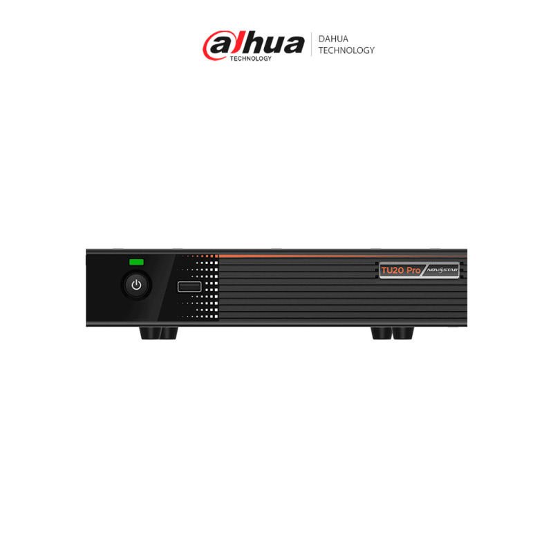 DAHUA TU20 Pro: procesador LED todo en uno con 6 puertos de red y hasta 3.9M píxeles. Integra Android y tarjeta de envío, reproduce sin PC, permite pantalla inalámbrica y gestión en la nube 24/7. Ideal para salas, hoteles, retail y señalización digital.