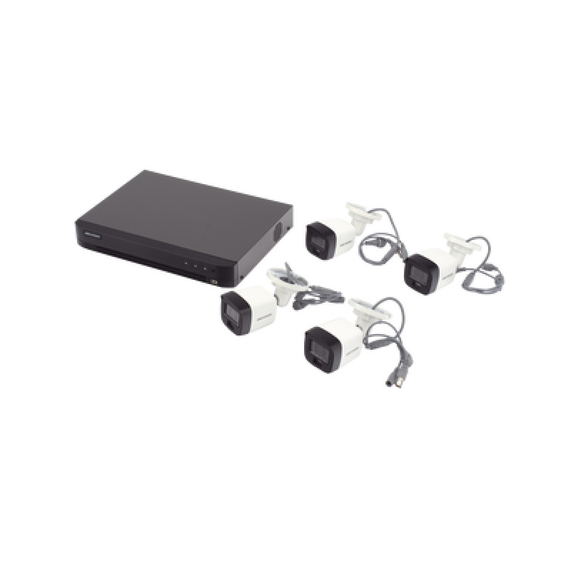 Dual Light Kit TurboHD 3K 5 Megapixel / DVR 4 Canales / 4 Cámaras bala Dual Light / Micrófono Integrado / Accesorios de Interconexión / Fuente de Poder
