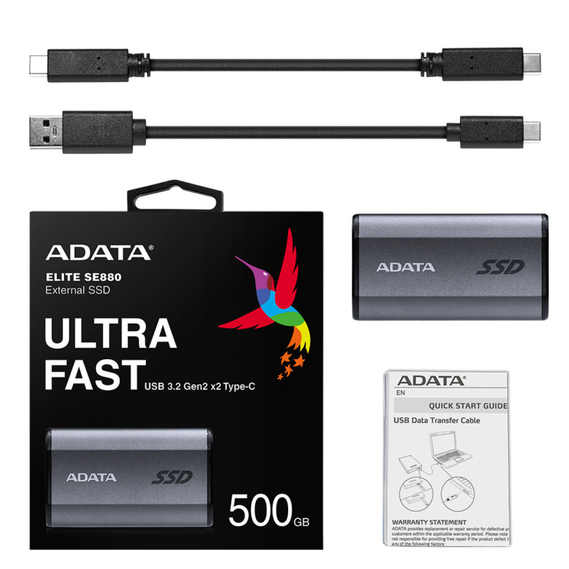 UNIDAD DE ESTADO SOLIDO SSD EXTERNO ADATA SE880 500GB PORTATIL USB 3.2 USB TIPO C GRIS TITANIO WINDOWS MAC LINIX ANDROID PS4/5 XBOX SERIES X S (AELI-SE880-500GCGY) image 7