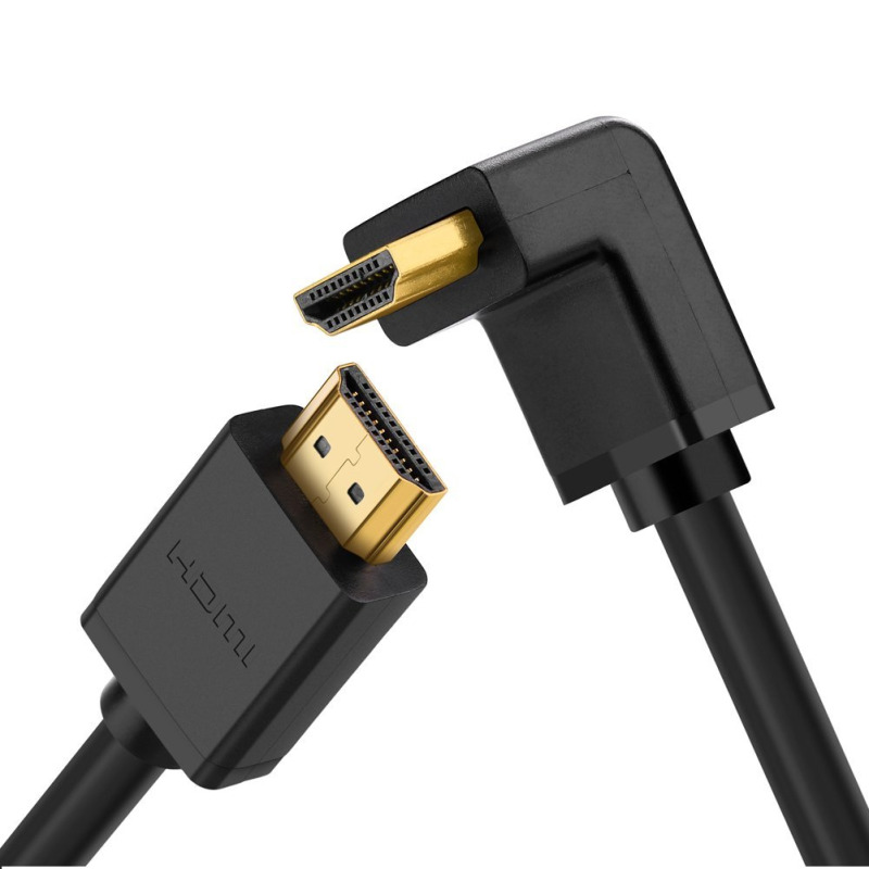 Cable HDMI 20  en Angulo de 90  / 3 m / 4K60Hz / HDR / 3D / HEC Canal Ethernet HDMI / ARC Canal de Retorno de Audio / CEC / 32 canales de Audio / HDCP 22 / Dolby Atmos / 18 Gbps / Blindaje Múltiple