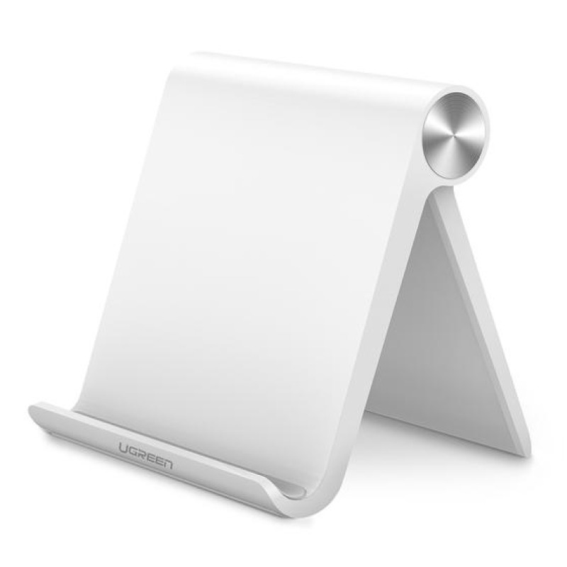 Soporte de Escritorio para Telefono Celular / Ajustable de 0 a 100 / Goma Antiarañazos / Antideslizante / Amplia Compatibilidad con dispositivos de 4 a 79 / Plegable / ABS / Color Blanco
